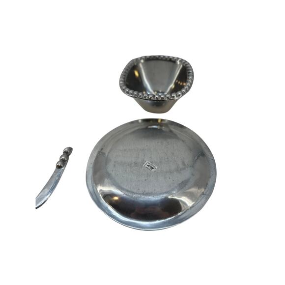 Mexican Silver/Pewter Plate, Serving Bowl & Knife - Picture 16 of 16